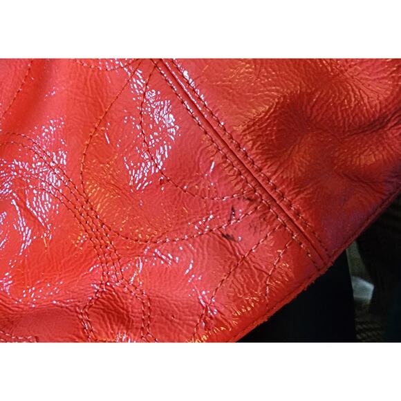 Coach Tangerine Stitched Patent Leather Tote Shoulder Bag F15142 Purse - Picture 9 of 10